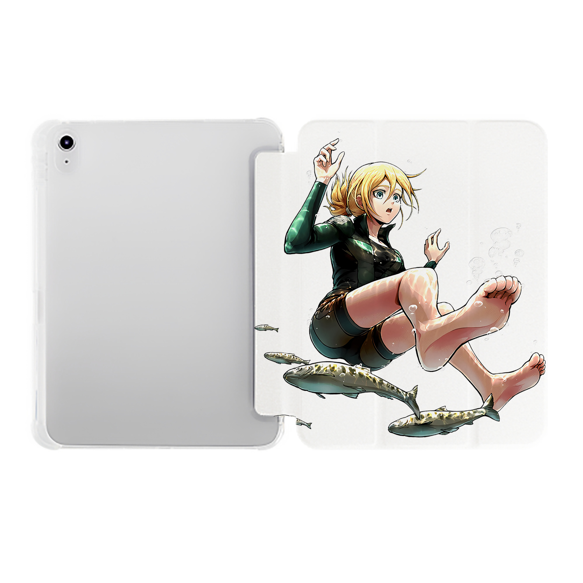 （画像用） 進撃の巨人 クリスタ·レンズ Attack on Titan Christa Lenz IPad ケース ペン収納付き 三つ折りスタンド PUレザー×シリコン 対応機種9.5/10.5/10.9インチ